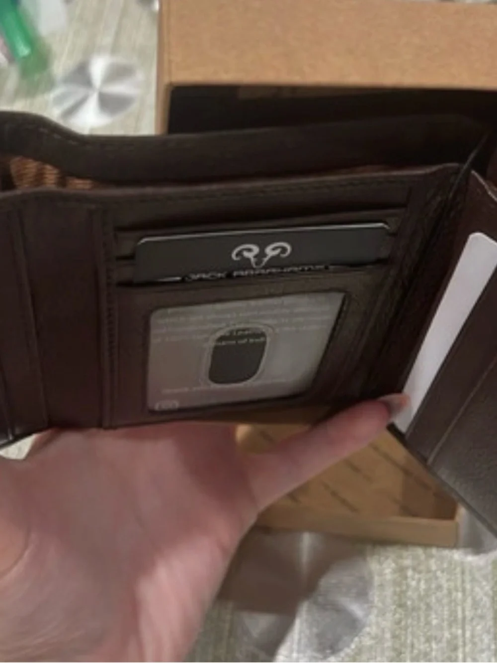 Men's Brown Leather Wallet with Black Accent